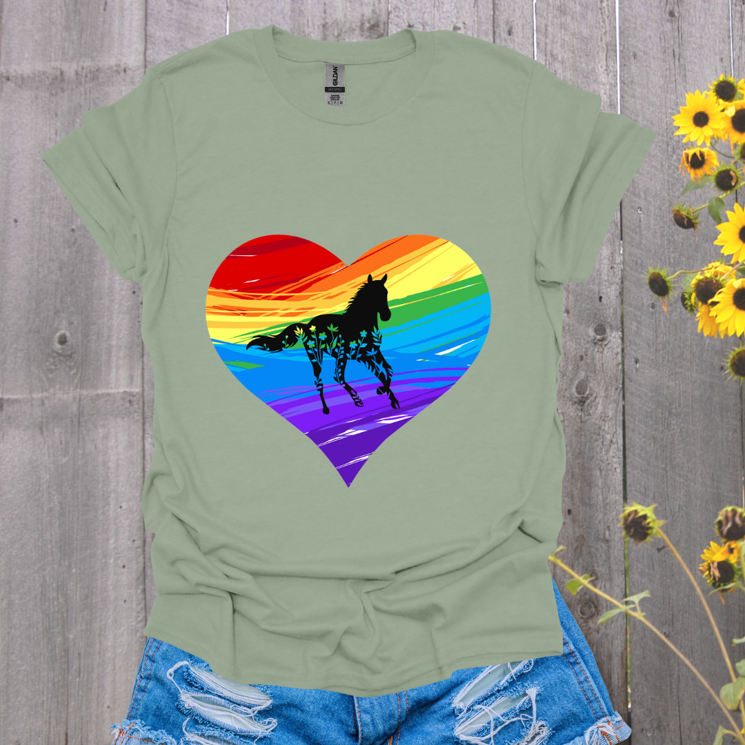 Rainbow Heart Horse T-Shirt