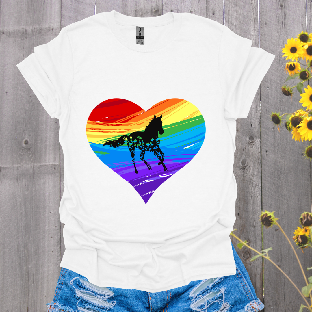 Rainbow Heart Horse T-Shirt