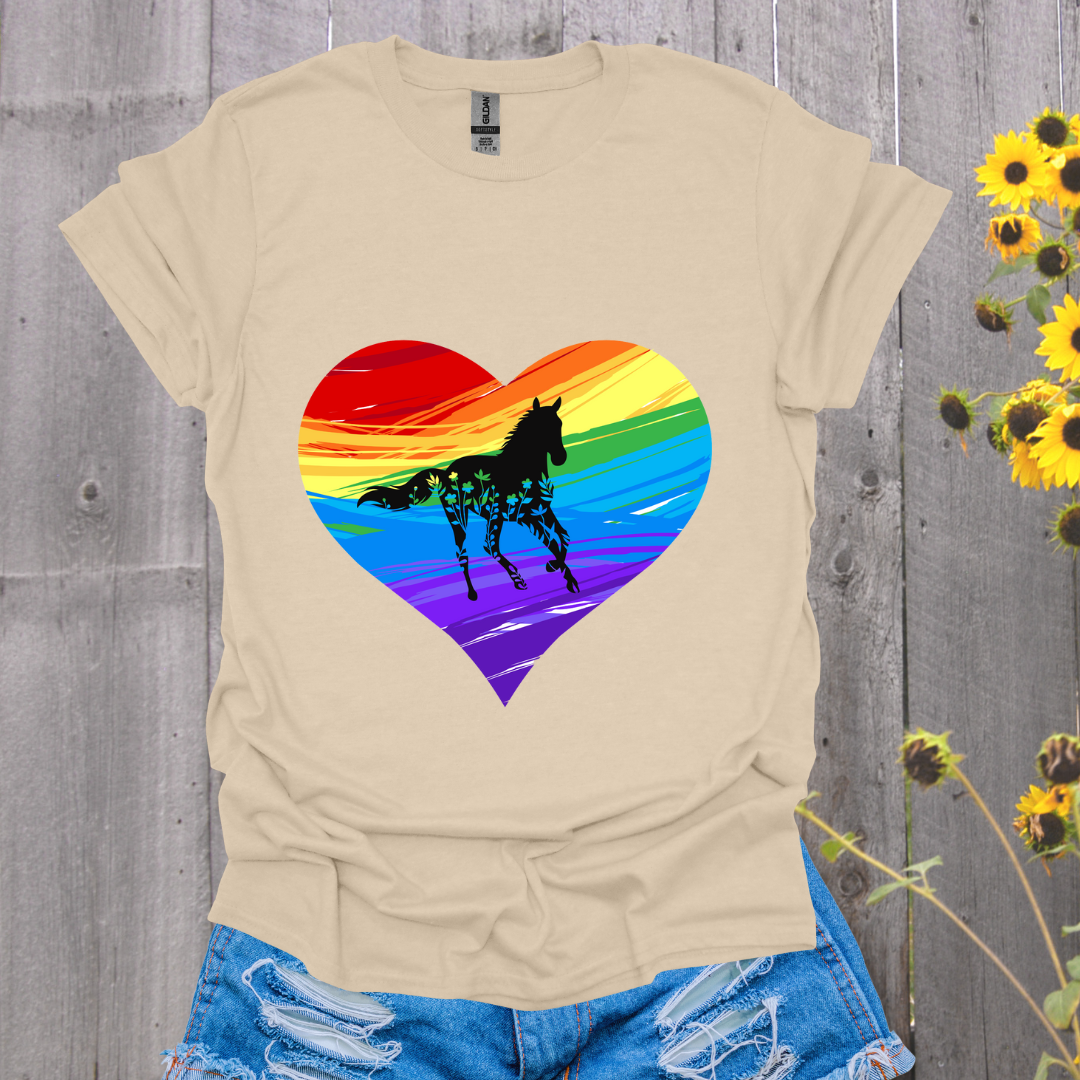 Rainbow Heart Horse T-Shirt