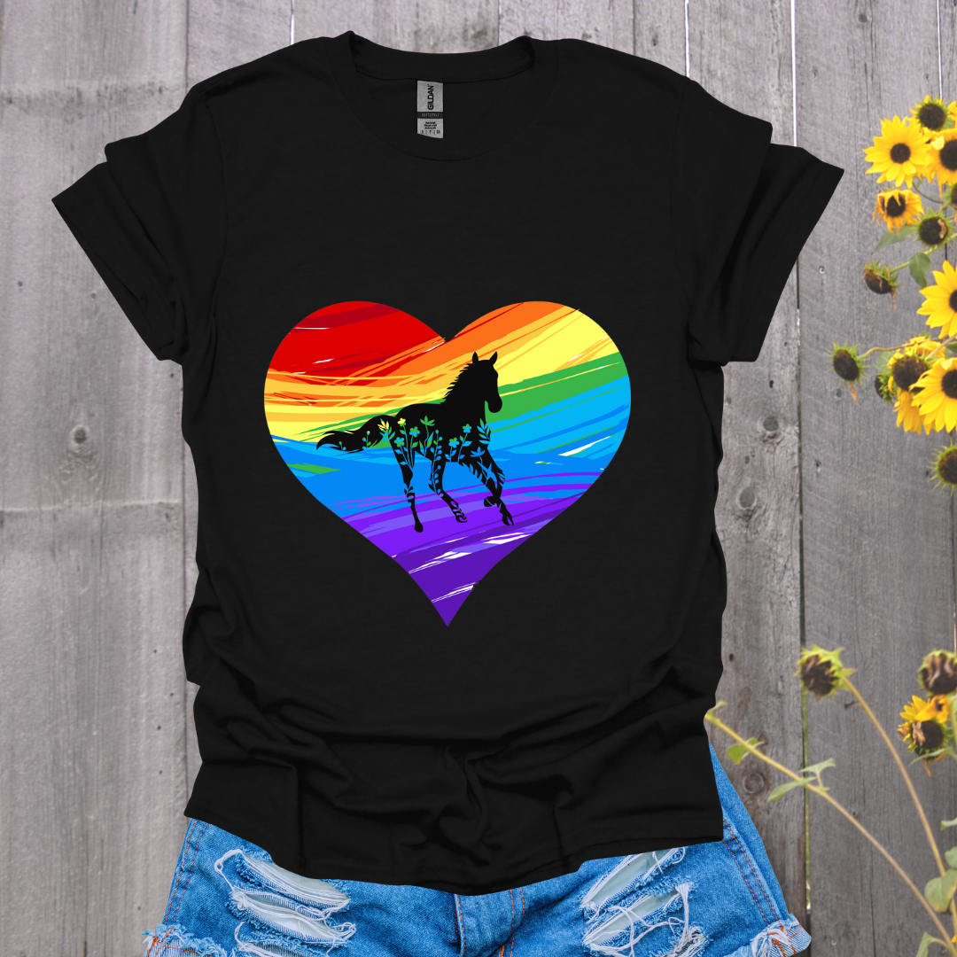 Rainbow Heart Horse T-Shirt