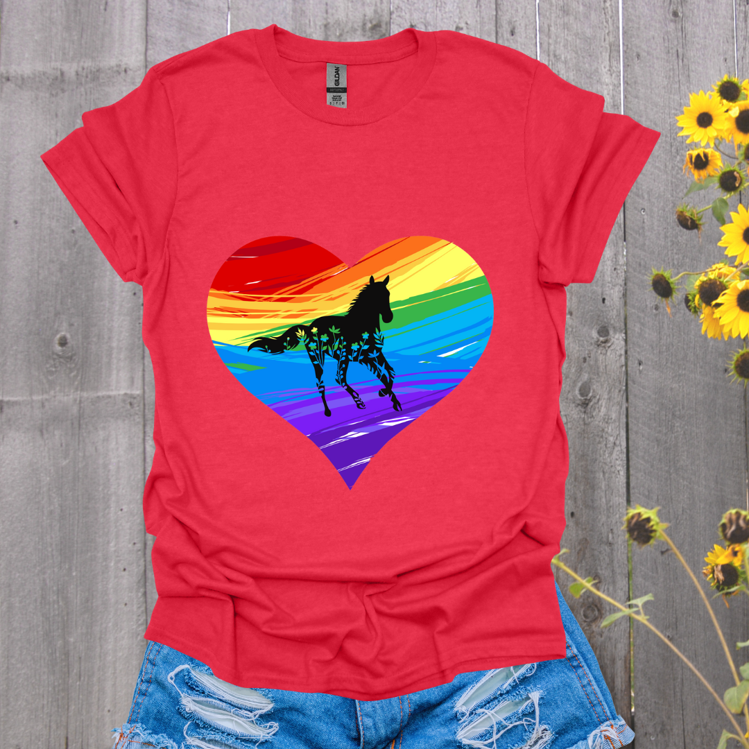 Rainbow Heart Horse T-Shirt
