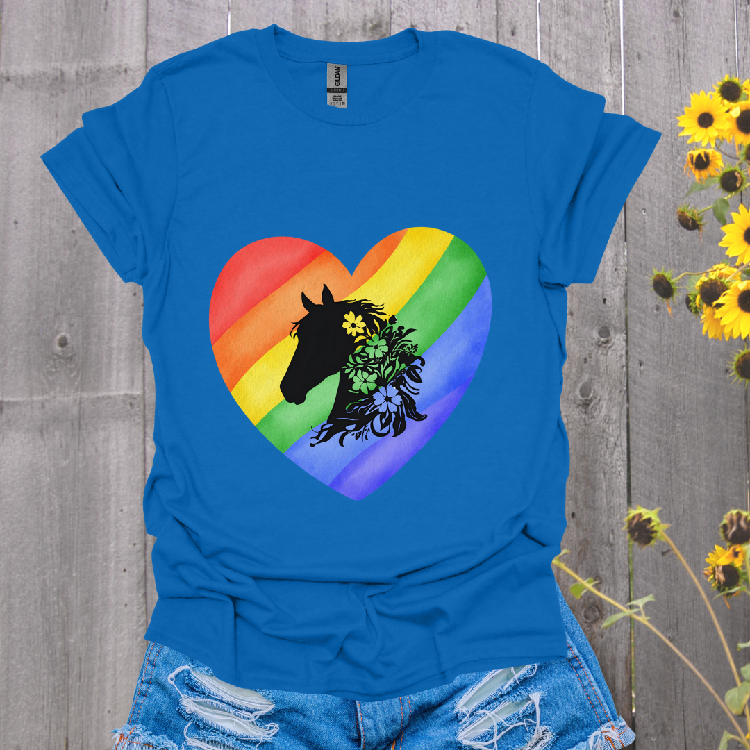 Rainbow Heart Horse T-Shirt