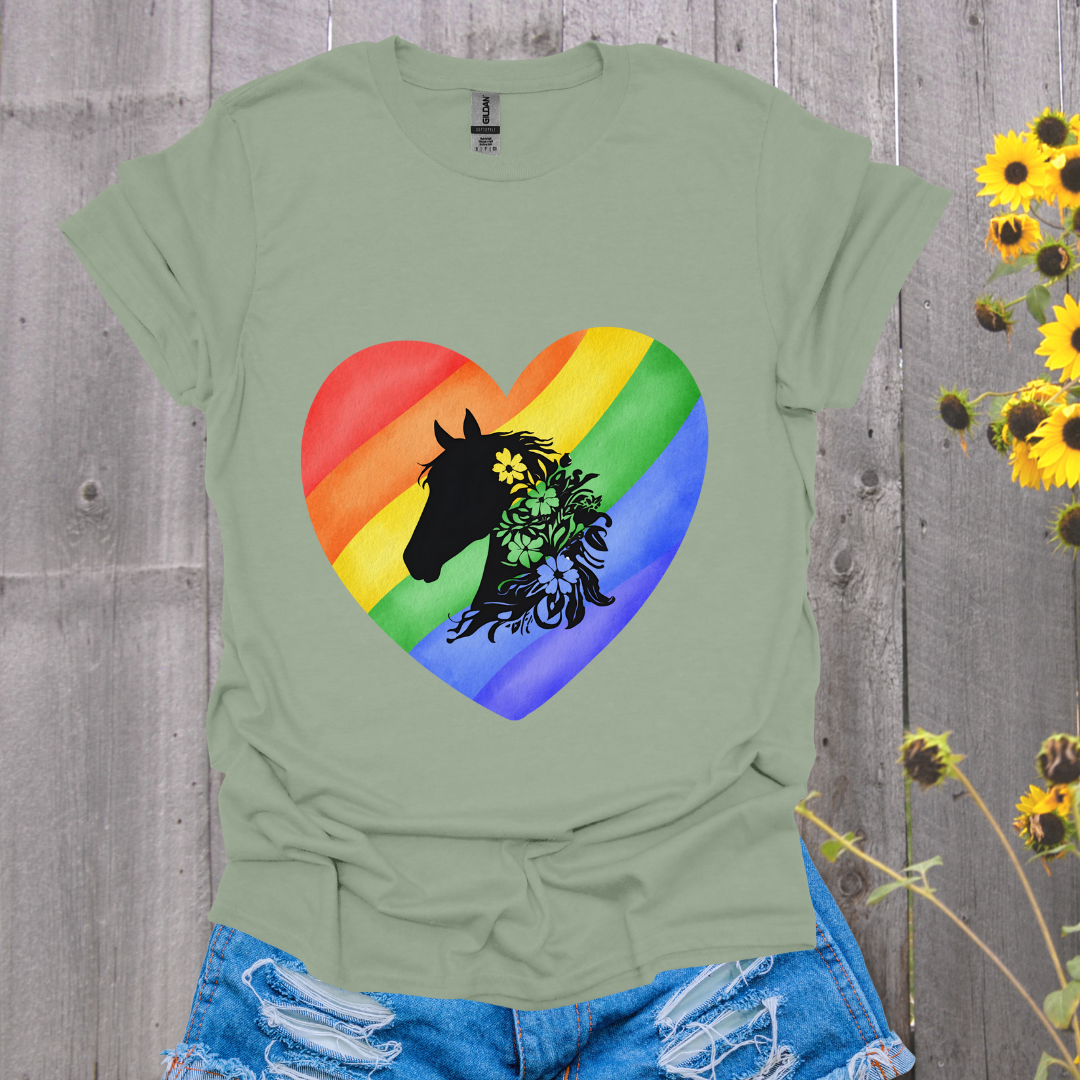 Rainbow Heart Horse T-Shirt