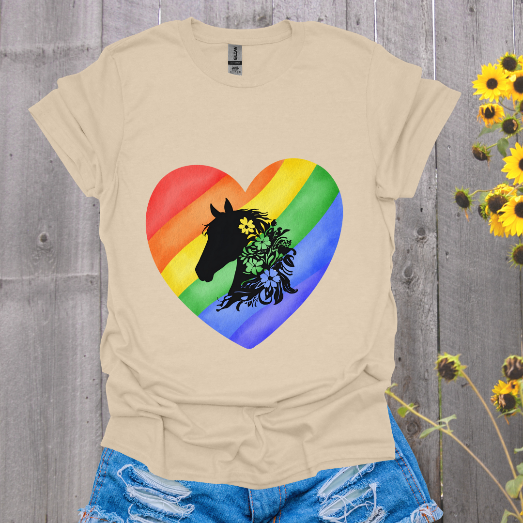 Rainbow Heart Horse T-Shirt
