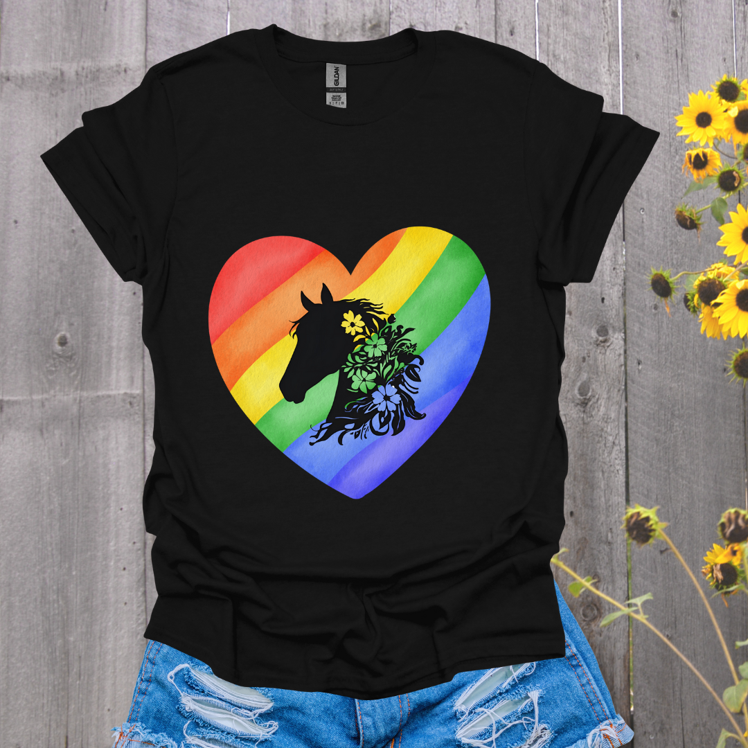Rainbow Heart Horse T-Shirt