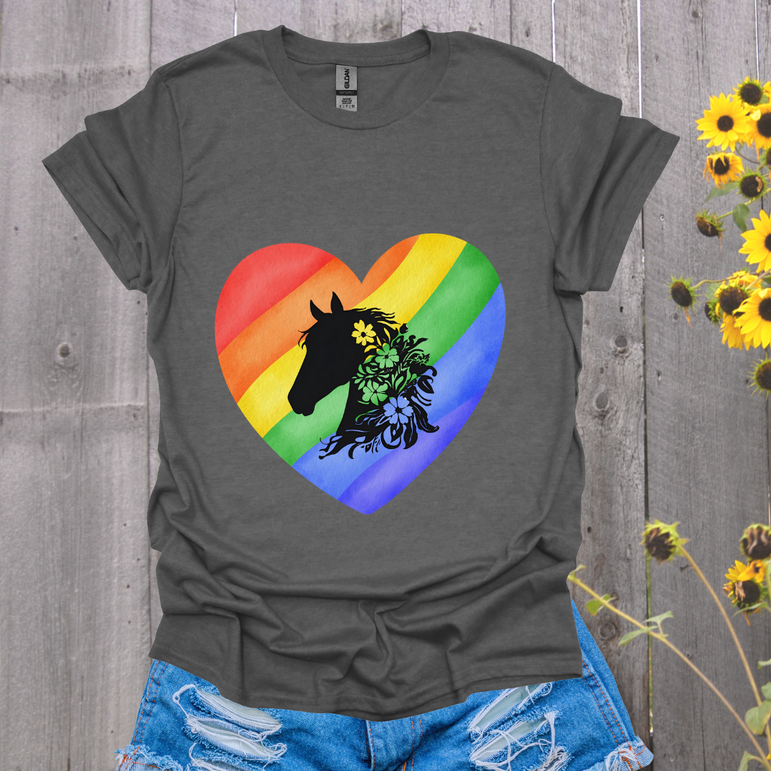 Rainbow Heart Horse T-Shirt
