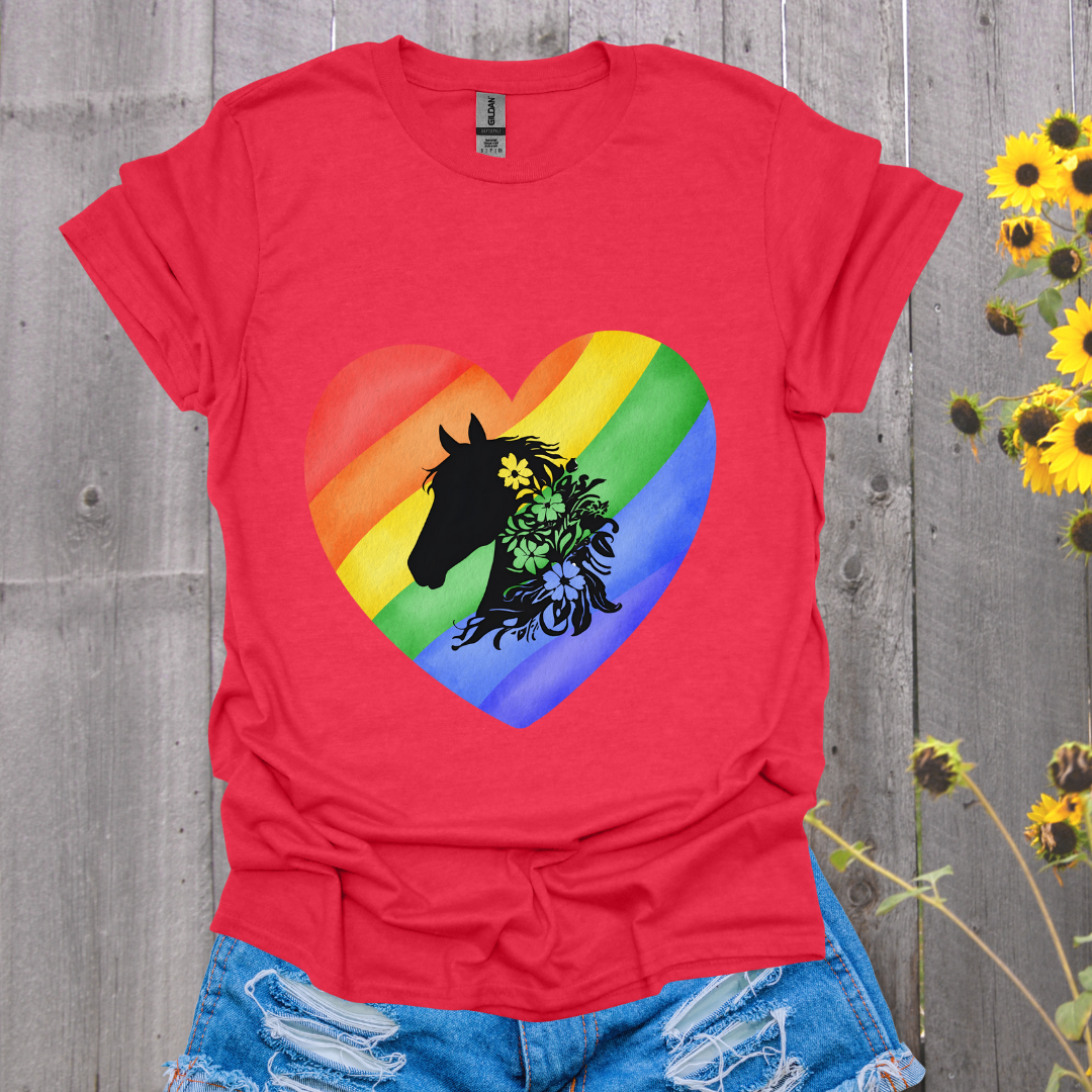 Rainbow Heart Horse T-Shirt