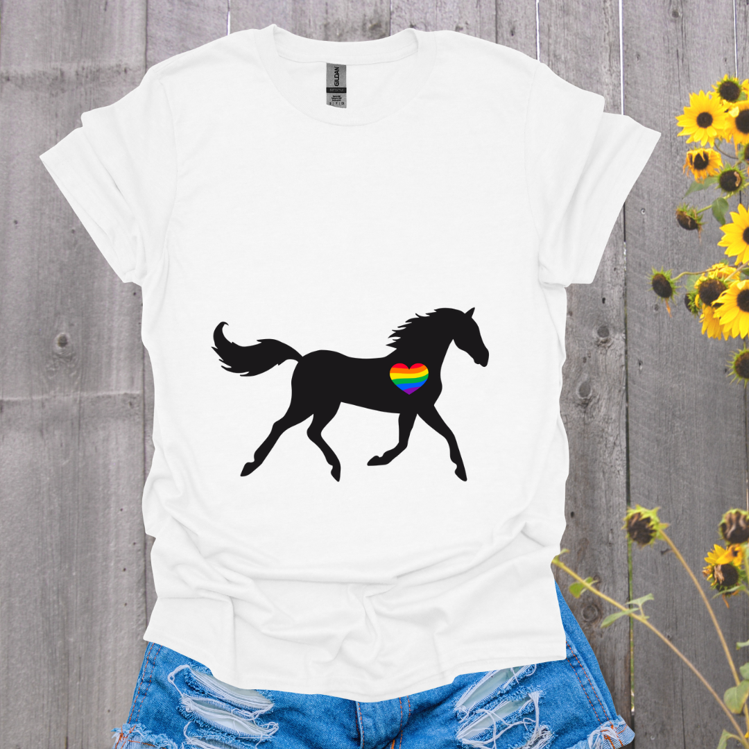 Rainbow Heart Horse T-Shirt