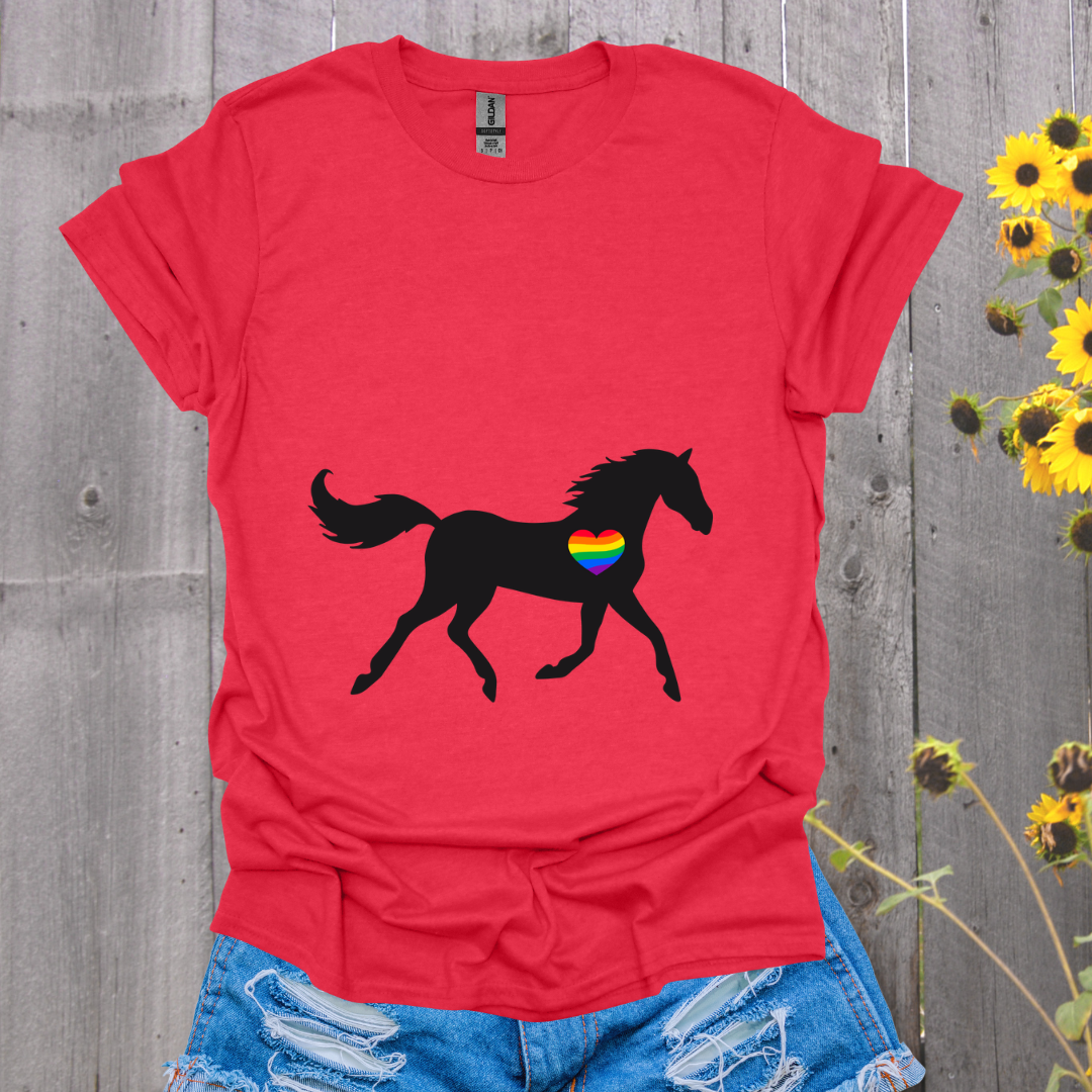 Rainbow Heart Horse T-Shirt