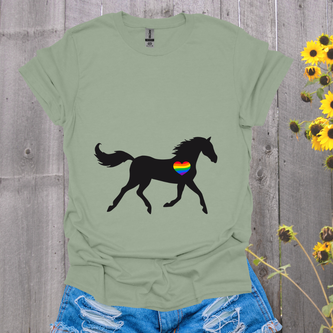 Rainbow Heart Horse T-Shirt