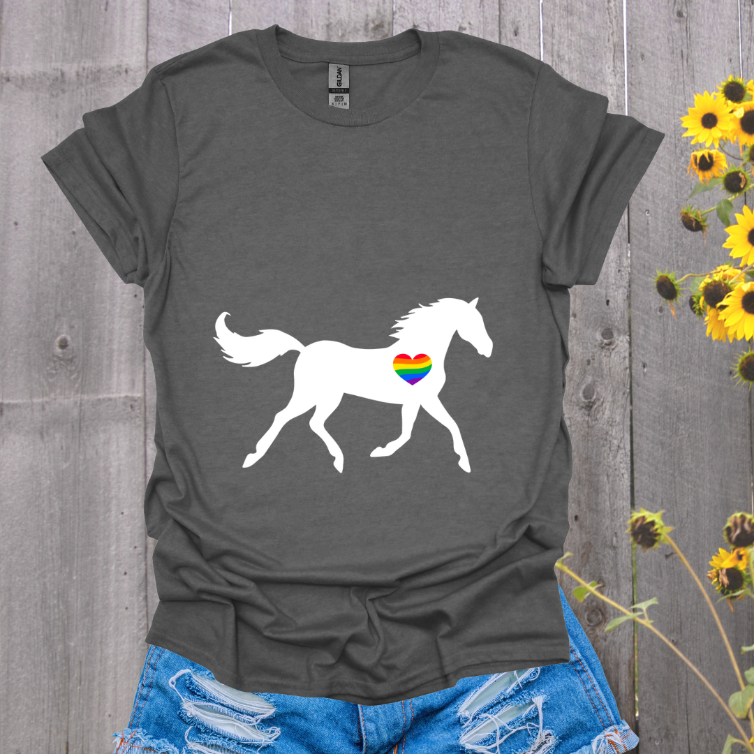 Rainbow Heart Horse T-Shirt