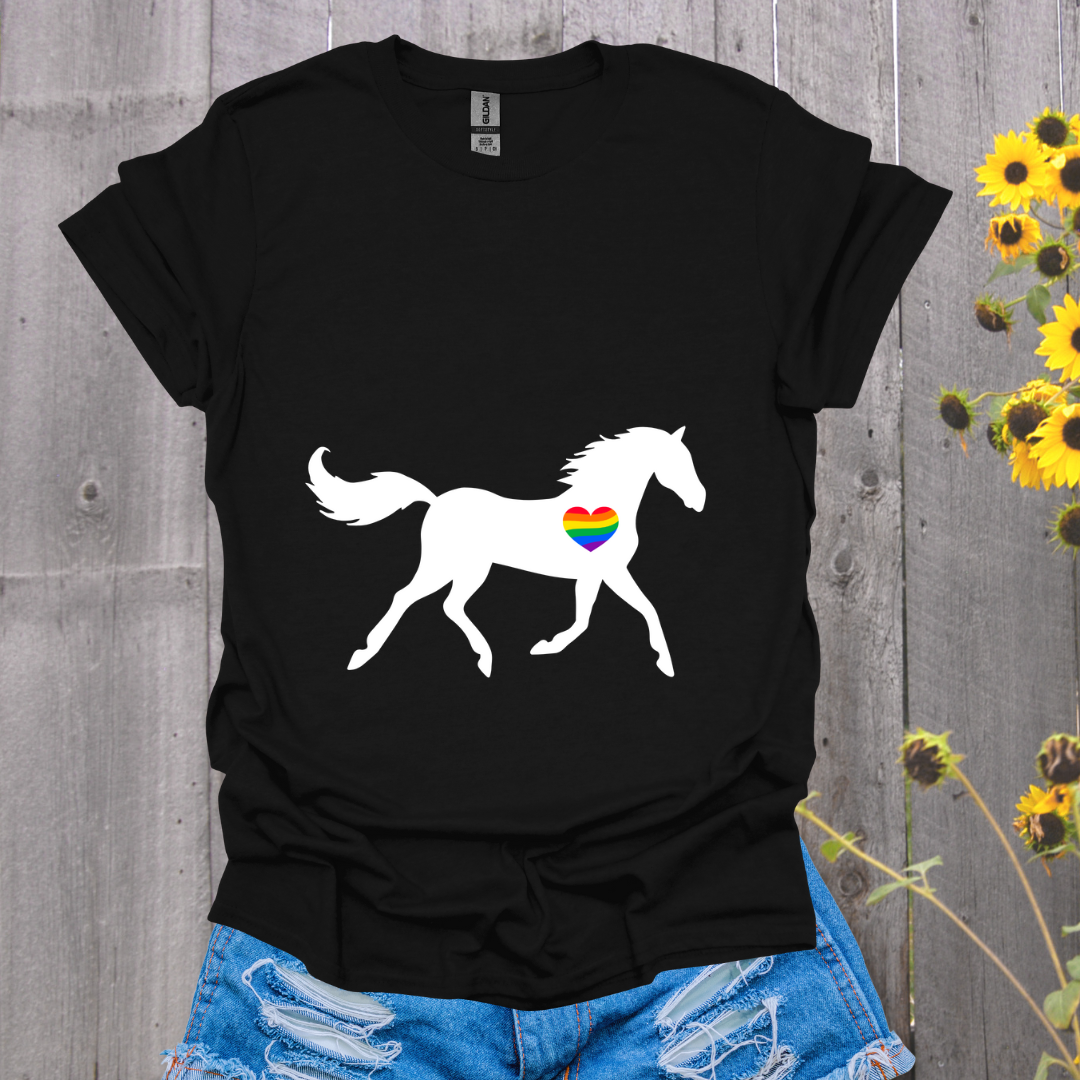 Rainbow Heart Horse T-Shirt