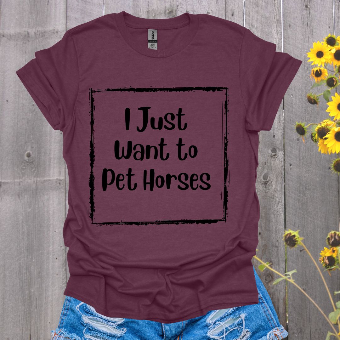 I Just Want to Pet Horses Softstyle T-Shirt