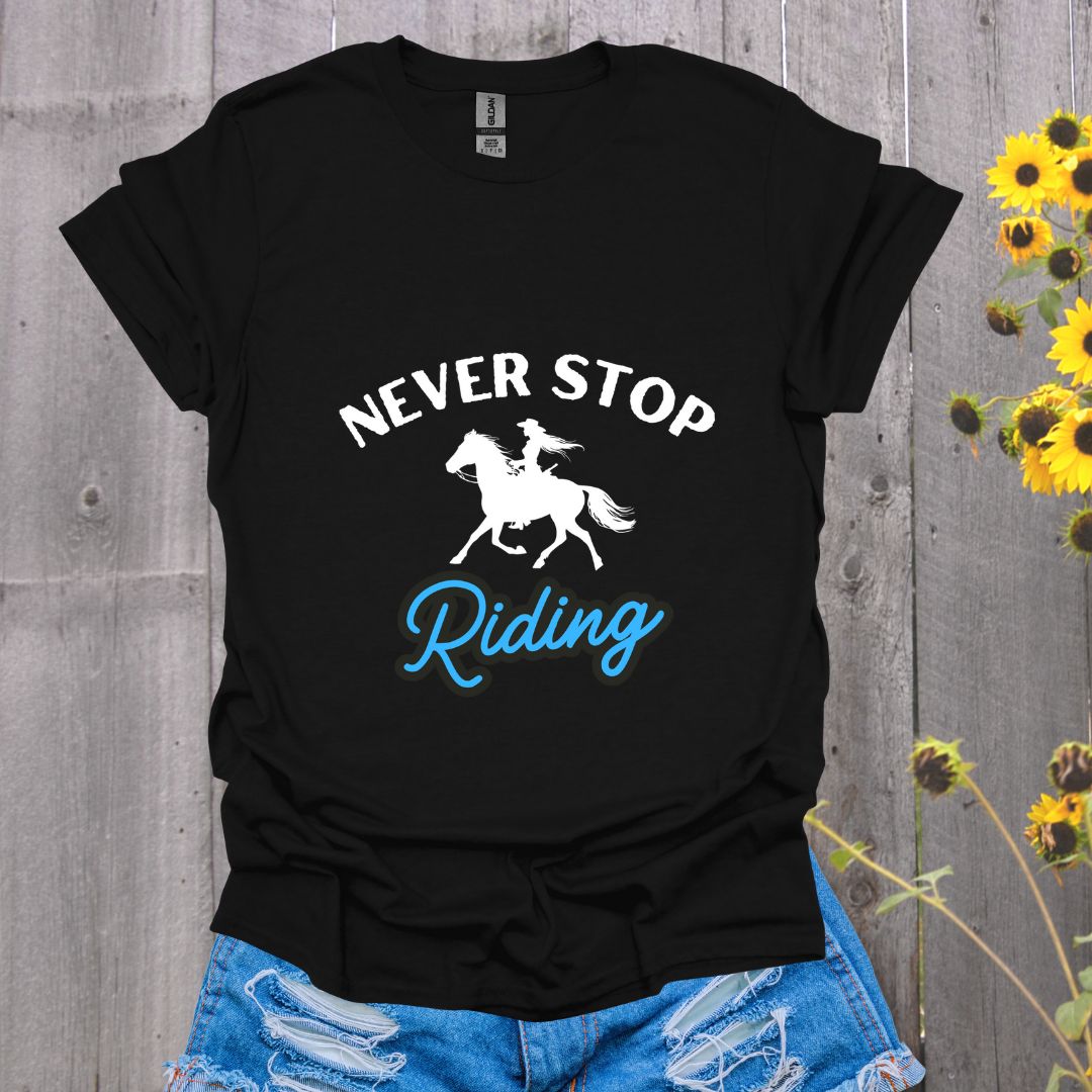 Never Stop Riding Horse T-Shirt - Unisex Softstyle