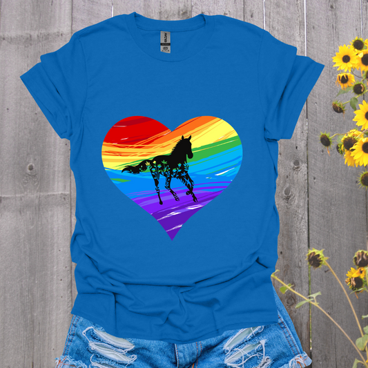 Rainbow Heart Horse T-Shirt
