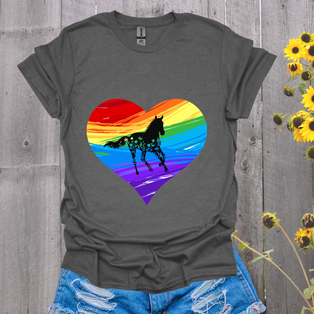 Rainbow Heart Horse T-Shirt
