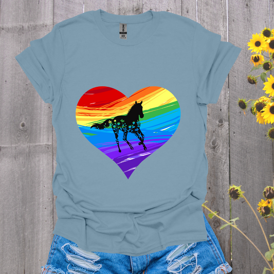 Rainbow Heart Horse T-Shirt