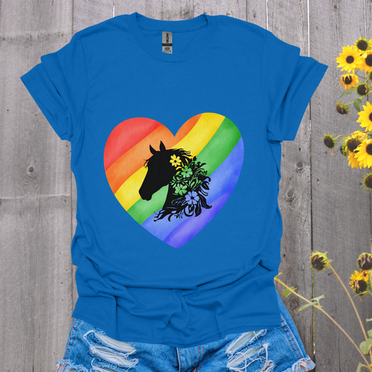 Rainbow Heart Horse T-Shirt