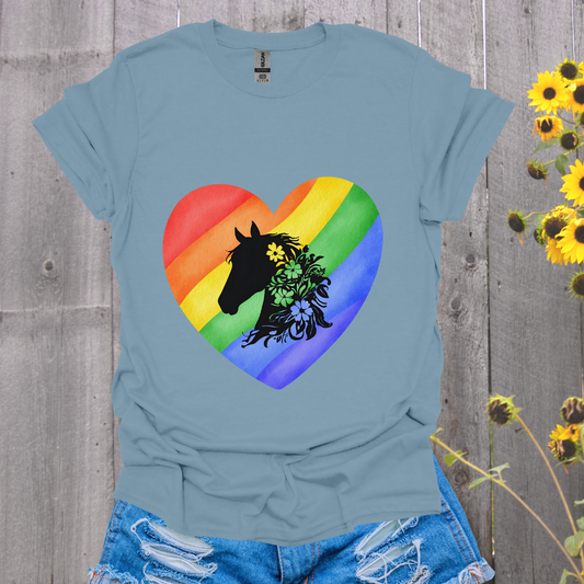 Rainbow Heart Horse T-Shirt
