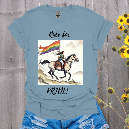 Ride for Pride Horse T-Shirt - Unisex Softstyle