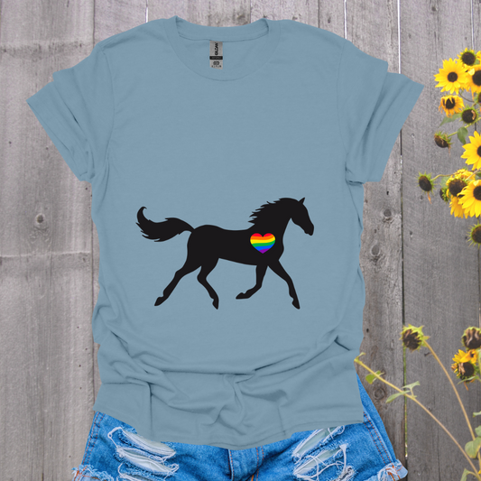 Rainbow Heart Horse T-Shirt