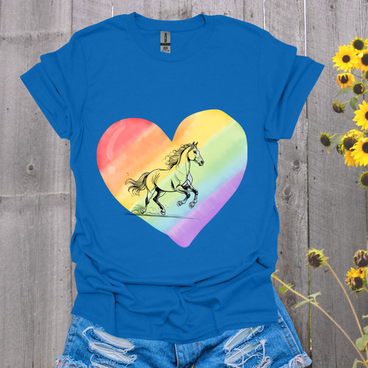 Rainbow Heart Pride Horse T-Shirt
