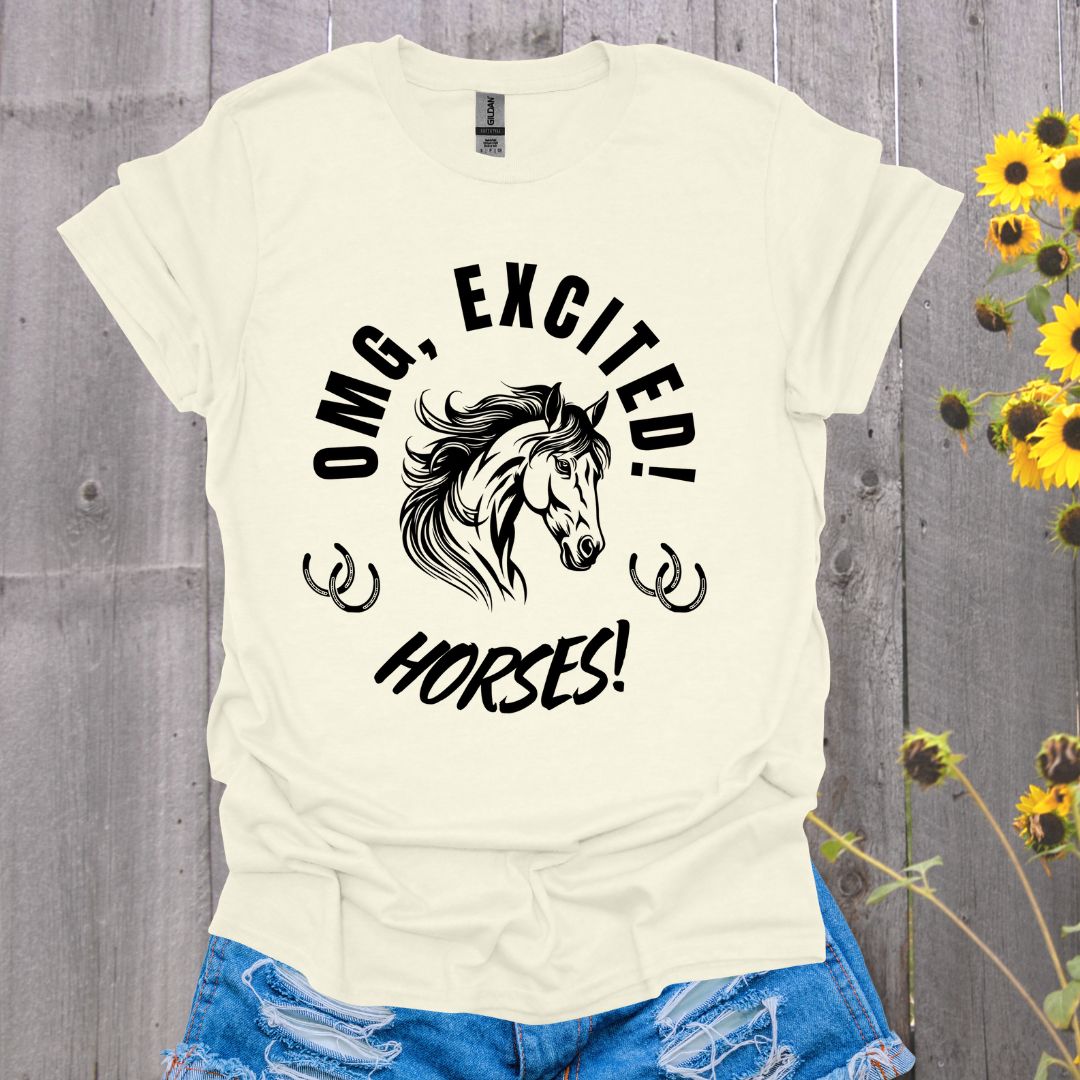 OMG, Excited Horses Softstyle T-Shirt