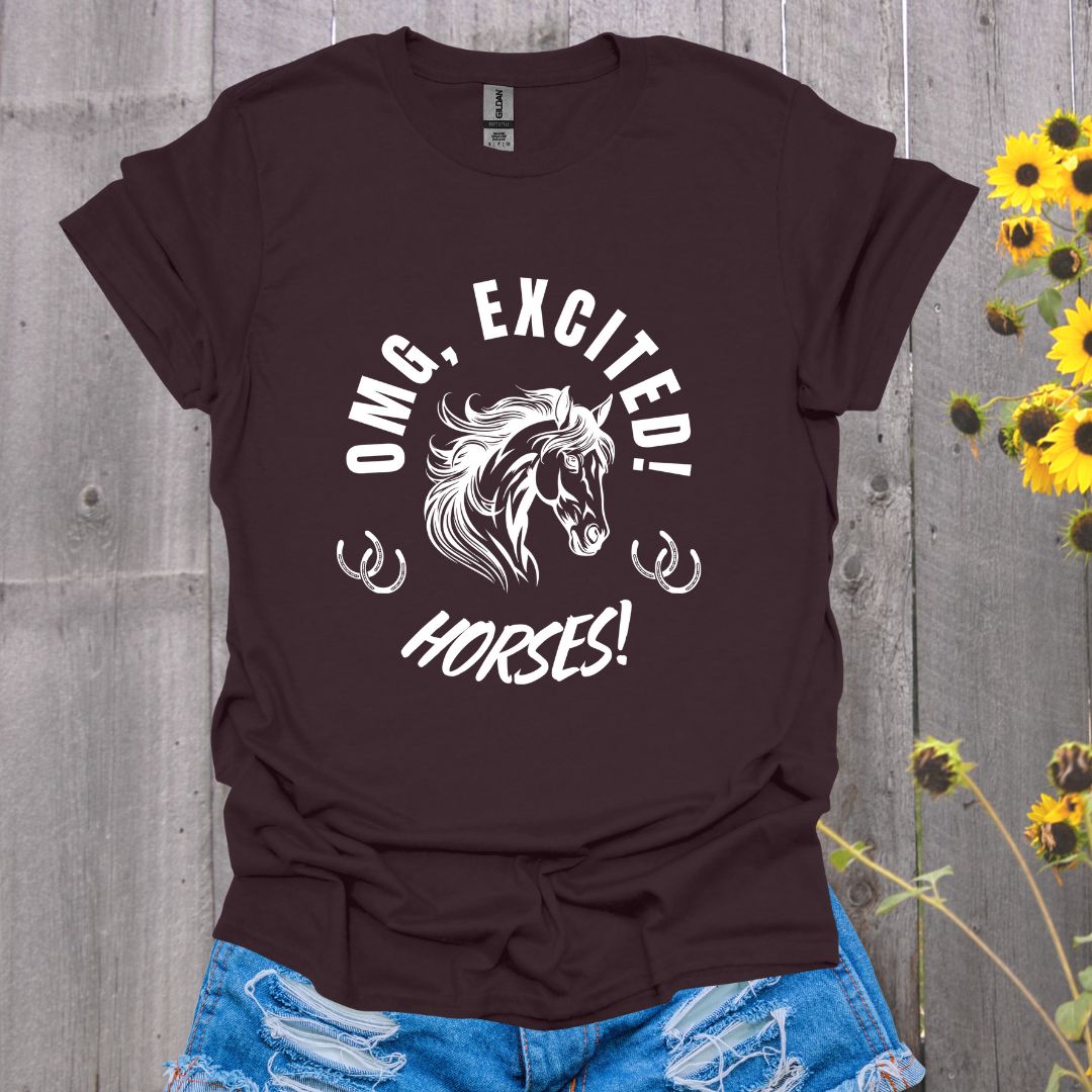 OMG, Excited Horses Softstyle T-Shirt