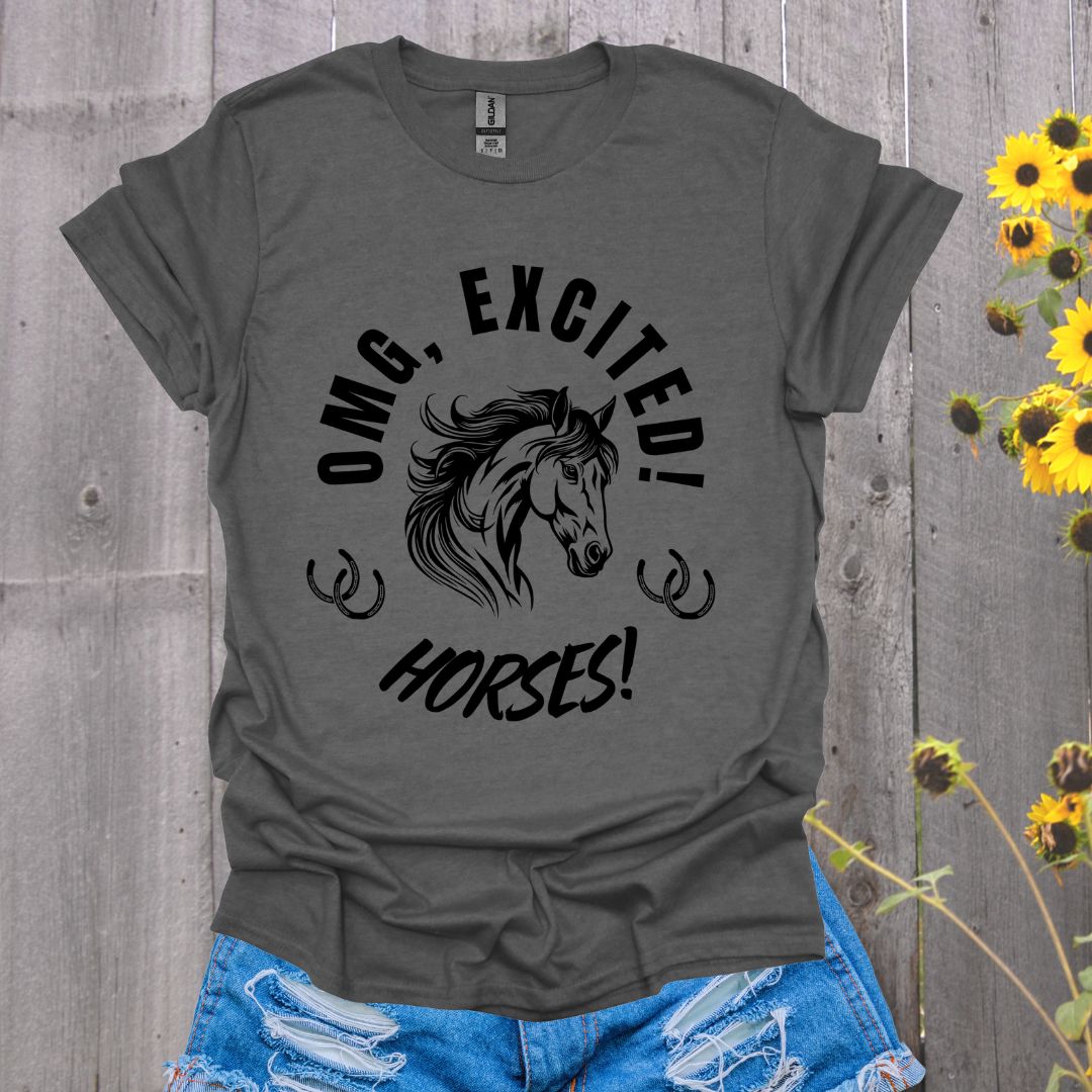 OMG, Excited Horses Softstyle T-Shirt