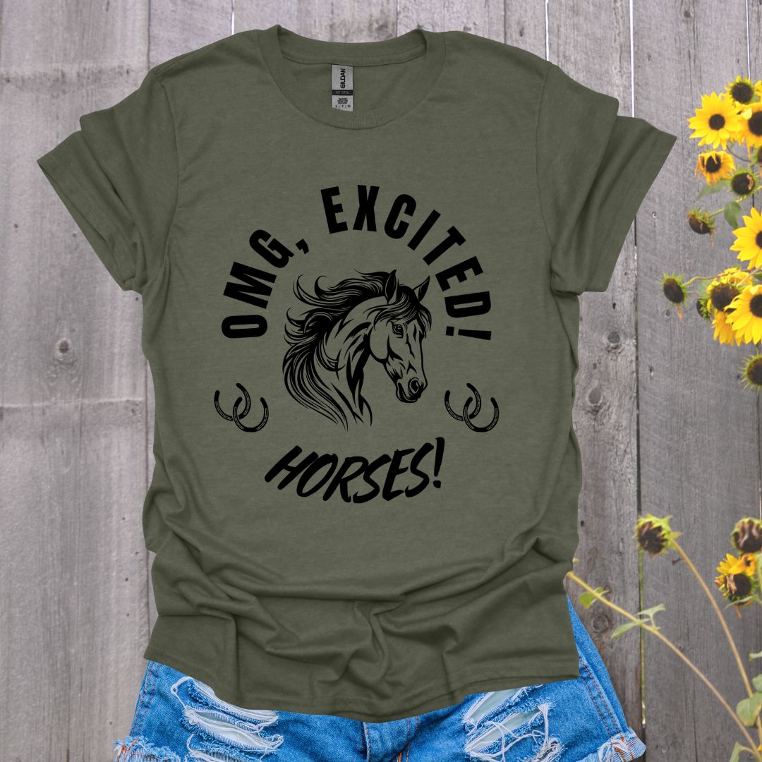 OMG, Excited Horses Softstyle T-Shirt