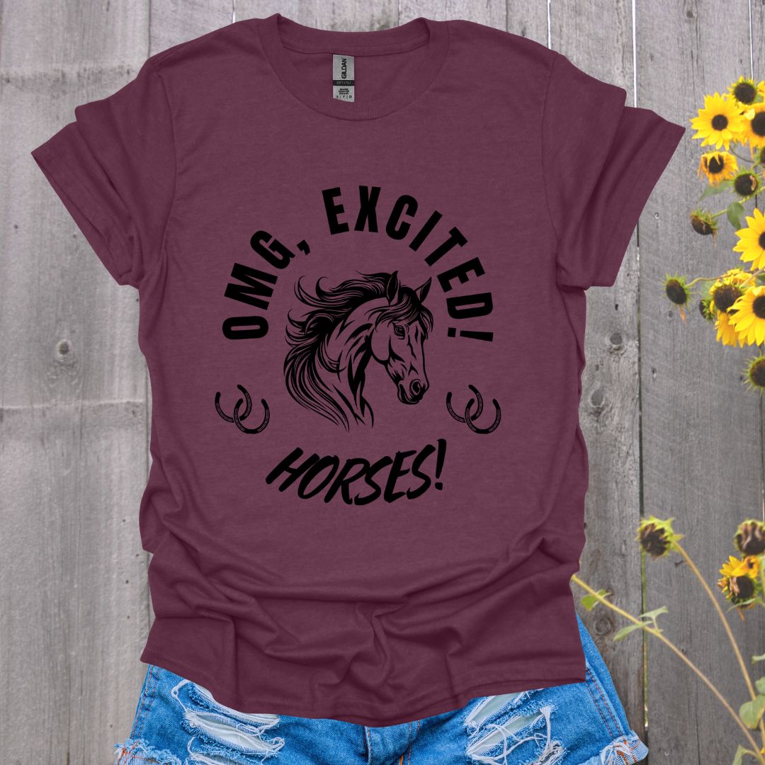 OMG, Excited Horses Softstyle T-Shirt