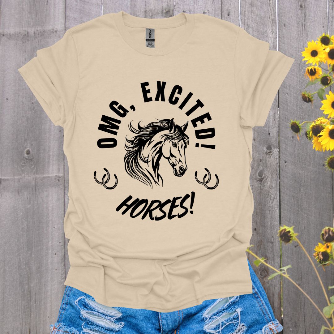 OMG, Excited Horses Softstyle T-Shirt