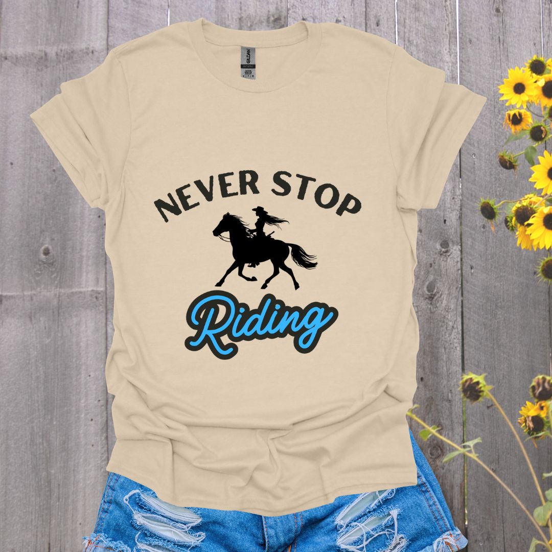 Never Stop Riding Horse T-Shirt - Unisex Softstyle